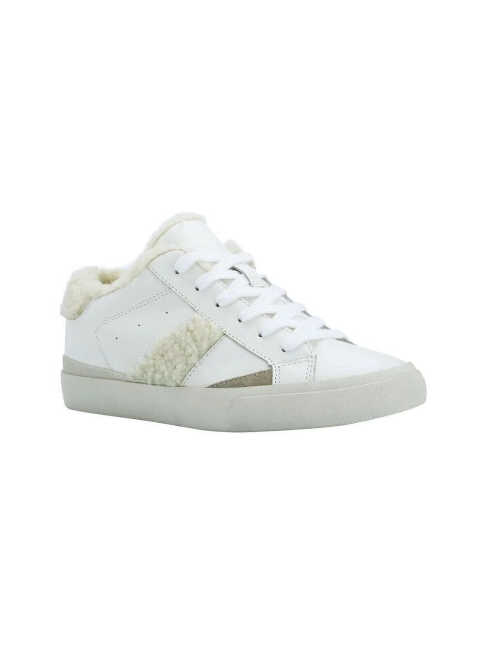 Marc Fisher faux fur "mello" lace up sneaker women sz 7.5 white
